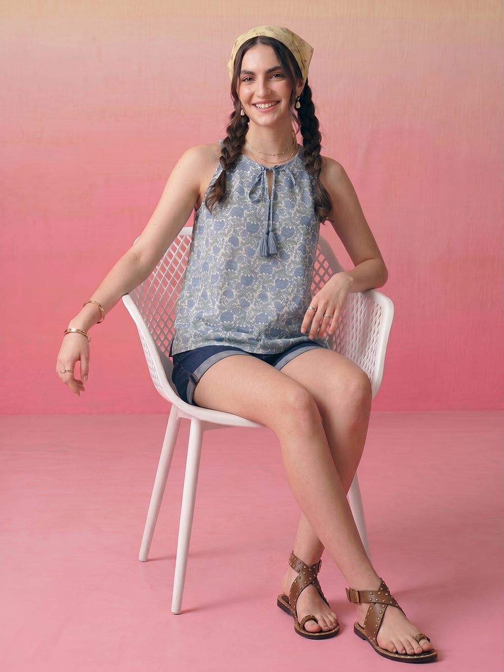 Janasya Multi A-Line Cotton Top | Grocsy