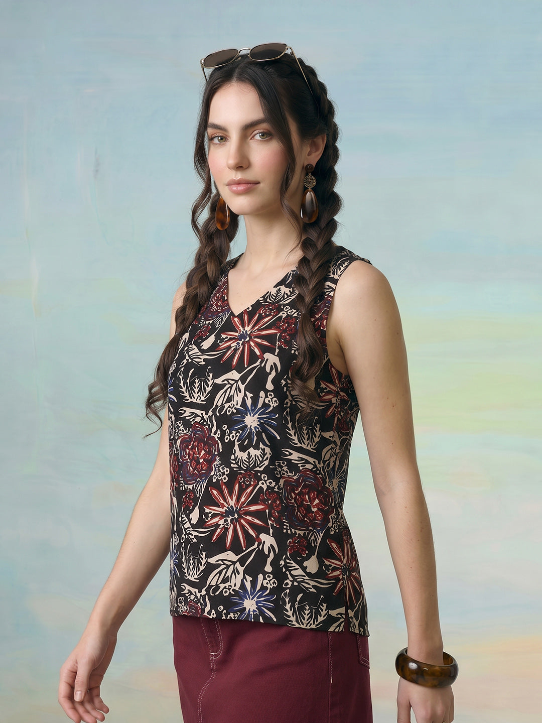 Janasya Black Straight Cotton Top | Grocsy