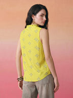 Janasya Lime Straight Cotton Top | Grocsy