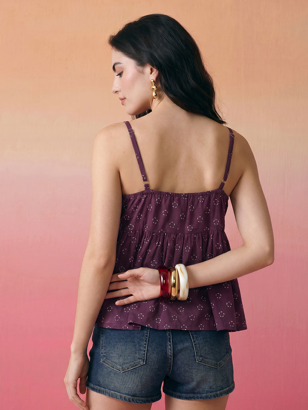Janasya Purple Crop Cotton Top | Grocsy