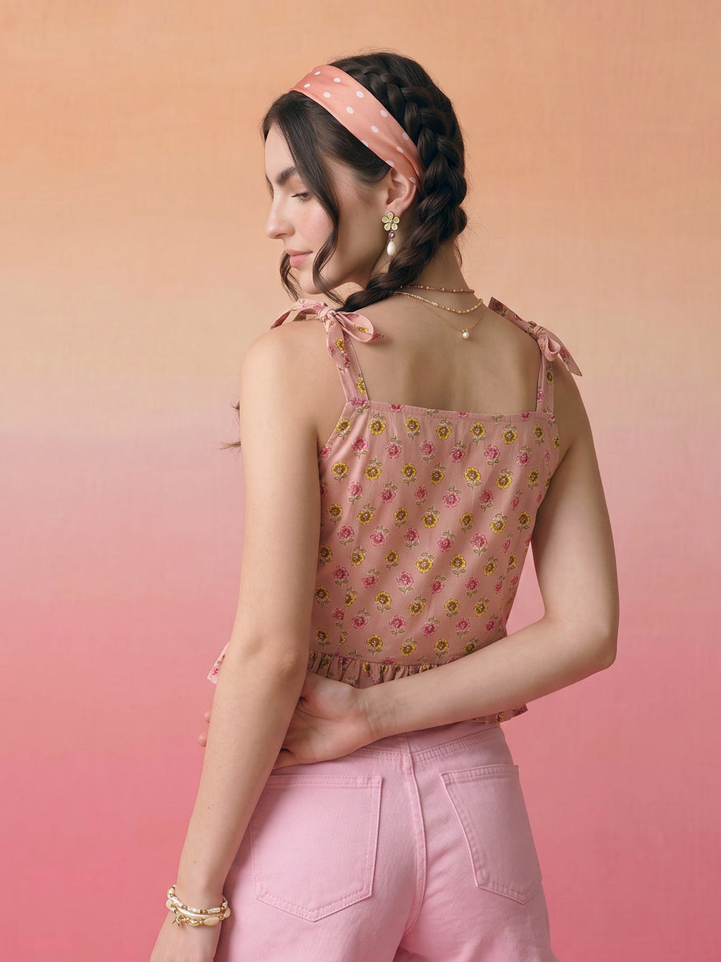 Janasya Blush Peplum Cotton Top | Grocsy