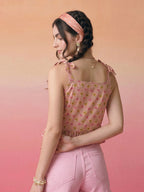 Janasya Blush Peplum Cotton Top | Grocsy