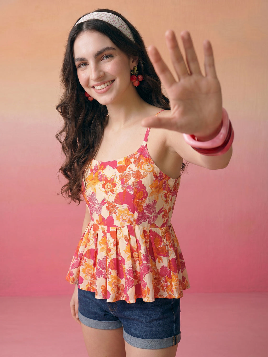 Janasya Multi Peplum Cotton Top | Grocsy