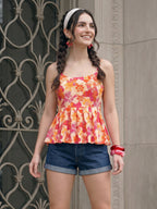 Janasya Multi Peplum Cotton Top | Grocsy
