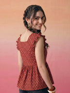 Janasya Rust A-Line Cotton Top | Grocsy