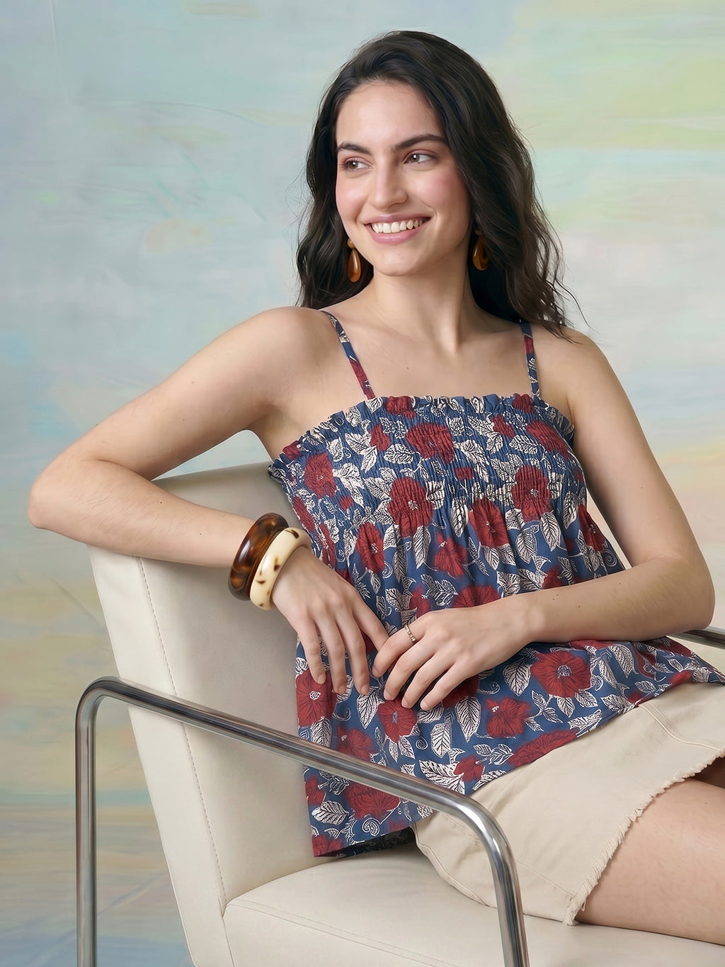 Janasya Multi Peplum Cotton Top | Grocsy