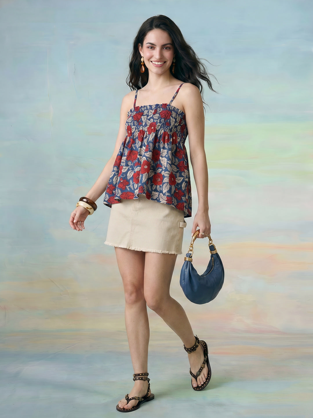 Janasya Multi Peplum Cotton Top | Grocsy