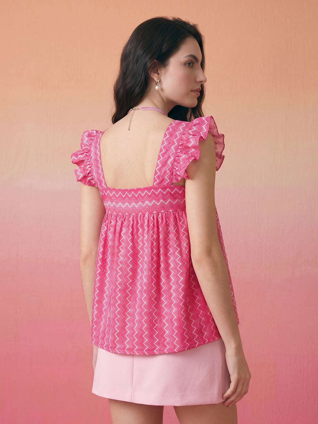 Janasya Pink A-Line Cotton Top | Grocsy