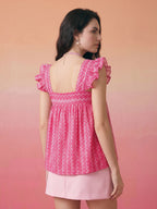 Janasya Pink A-Line Cotton Top | Grocsy