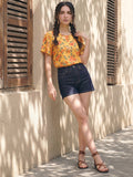 Janasya Yellow Straight Crepe Top | Grocsy