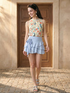 Janasya Cream Straight Crepe Top | Grocsy