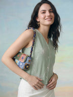 Janasya Mint Waistcoat Polyester Top | Grocsy