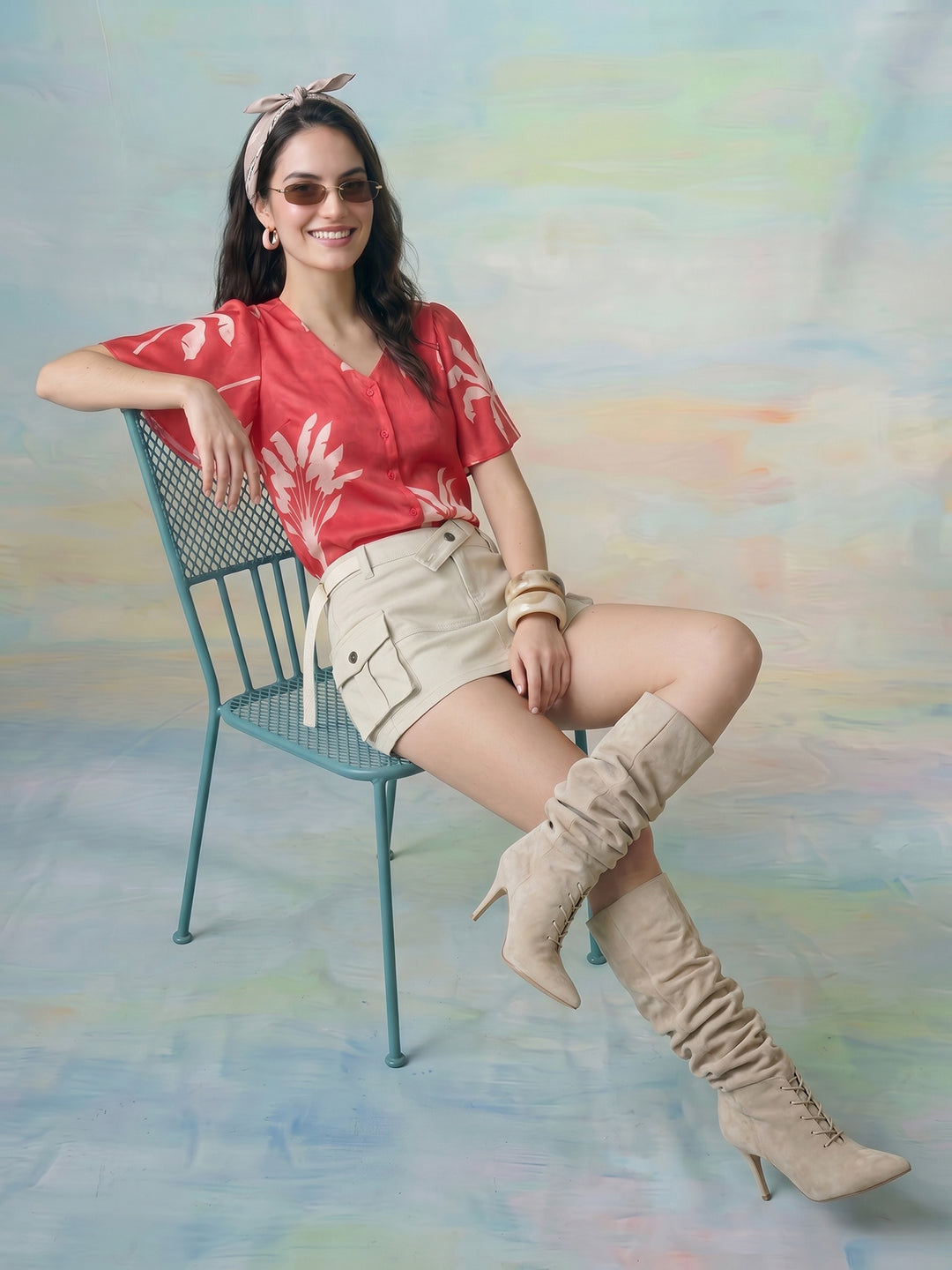 Janasya Red Straight Satin Top | Grocsy