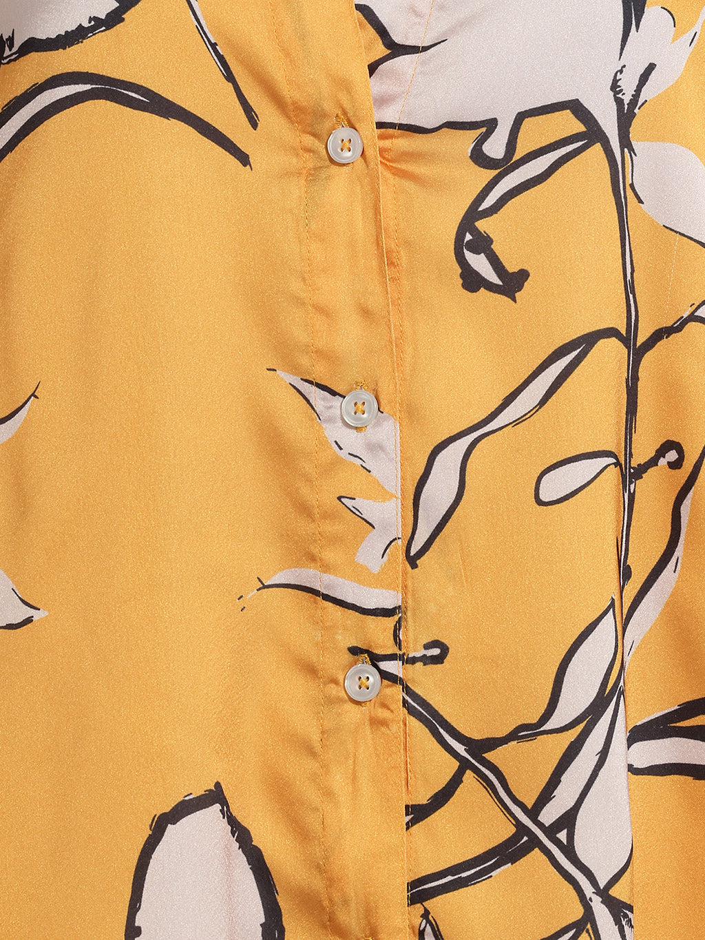 Janasya Mustard Shirt Satin Top | Grocsy