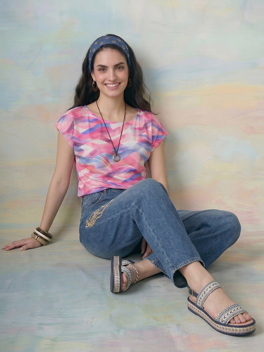 Janasya Multi Straight Crepe Top | Grocsy