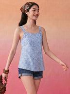 Janasya Sky Blue Straight Crepe Top | Grocsy
