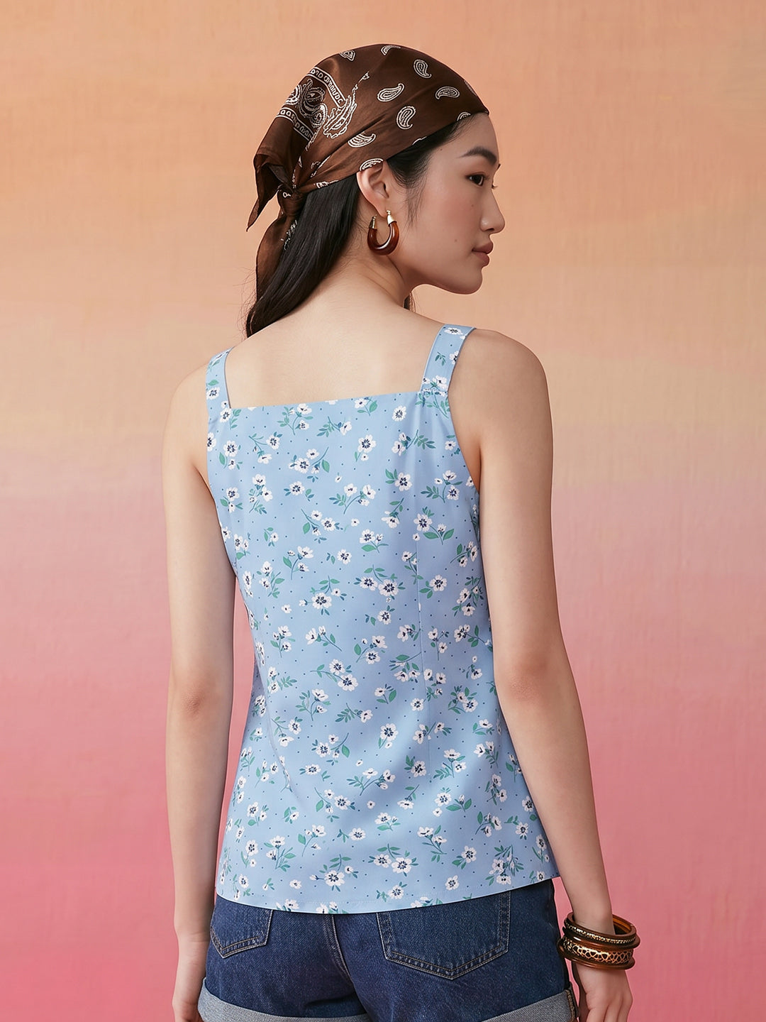Janasya Sky Blue Straight Crepe Top | Grocsy