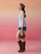 Janasya Sky Blue Straight Crepe Top | Grocsy