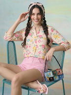 Janasya Peach Straight Rayon Blend Top | Grocsy