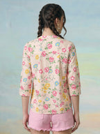 Janasya Peach Straight Rayon Blend Top | Grocsy