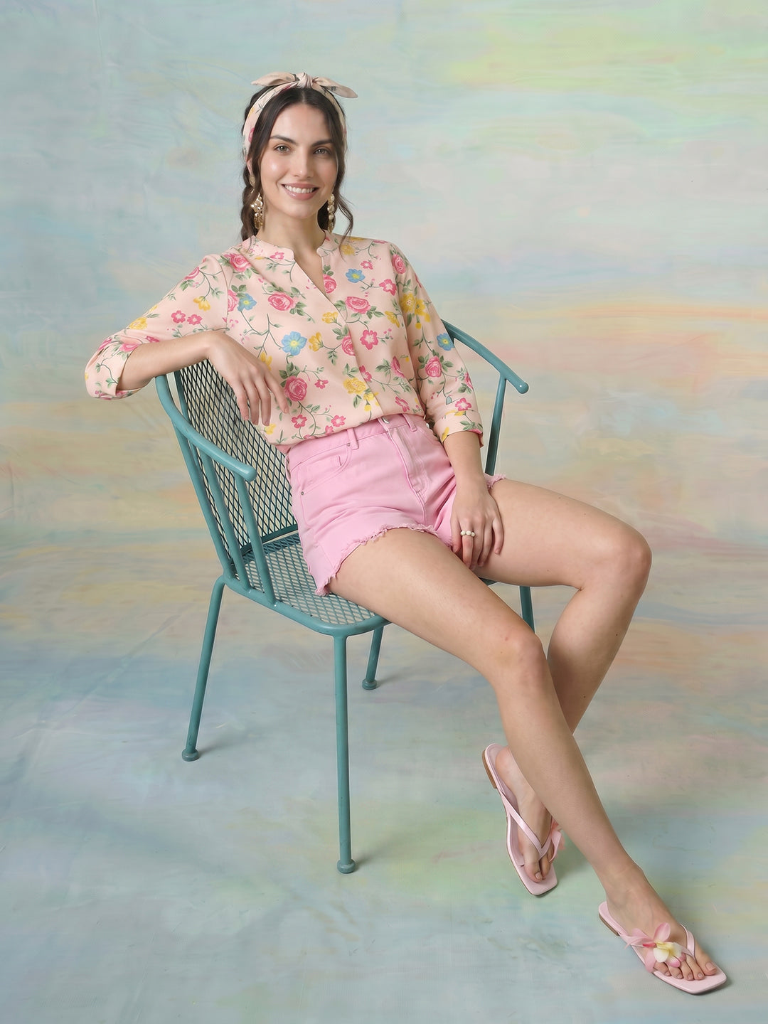 Janasya Peach Straight Rayon Blend Top | Grocsy