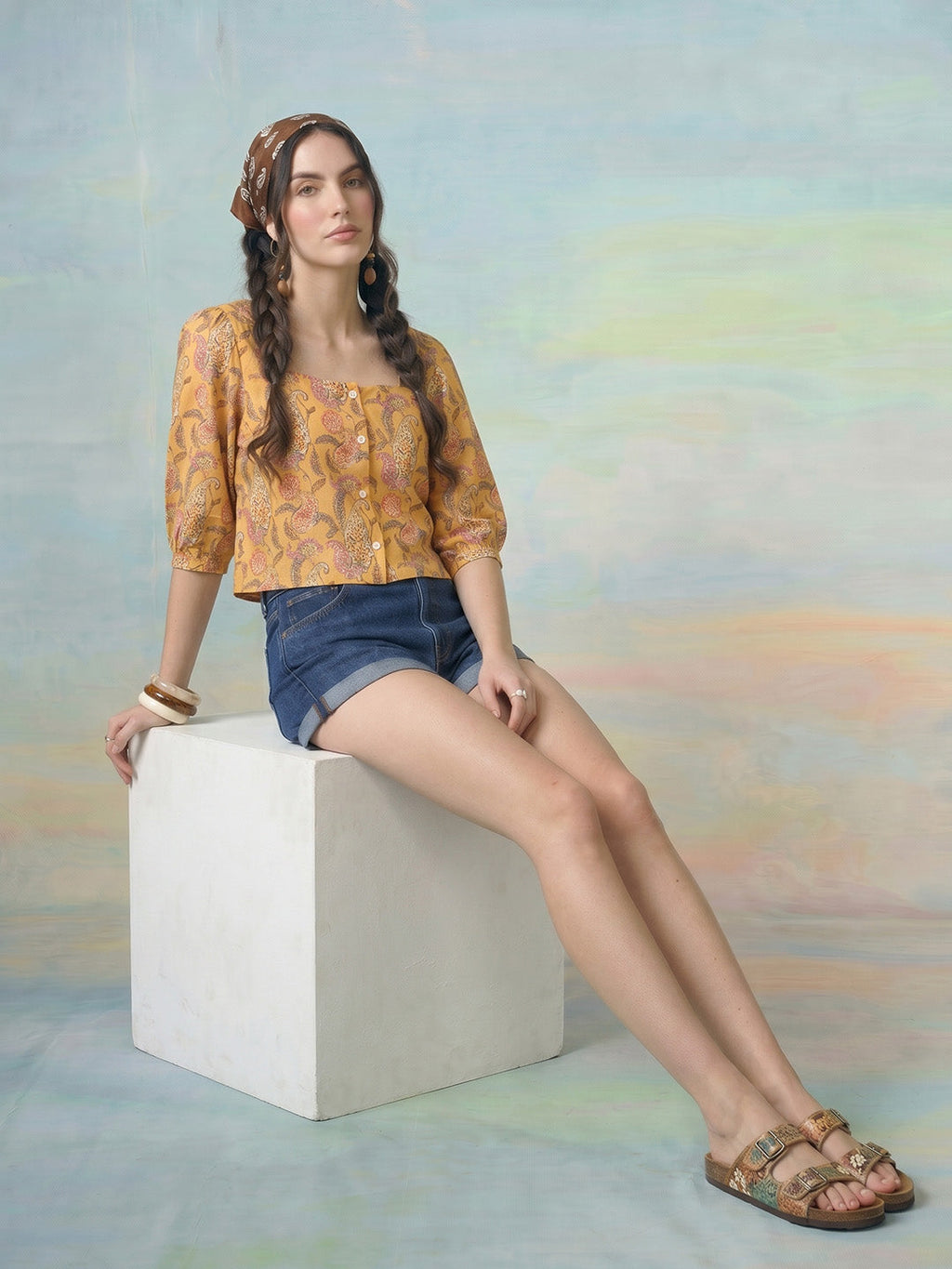 Janasya Multi Crop Rayon Blend Top | Grocsy