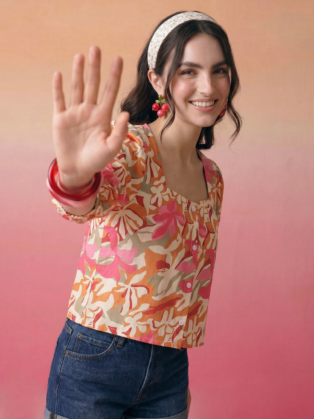 Janasya Multi Crop Rayon Blend Top | Grocsy
