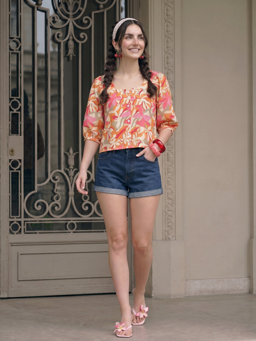 Janasya Multi Crop Rayon Blend Top | Grocsy