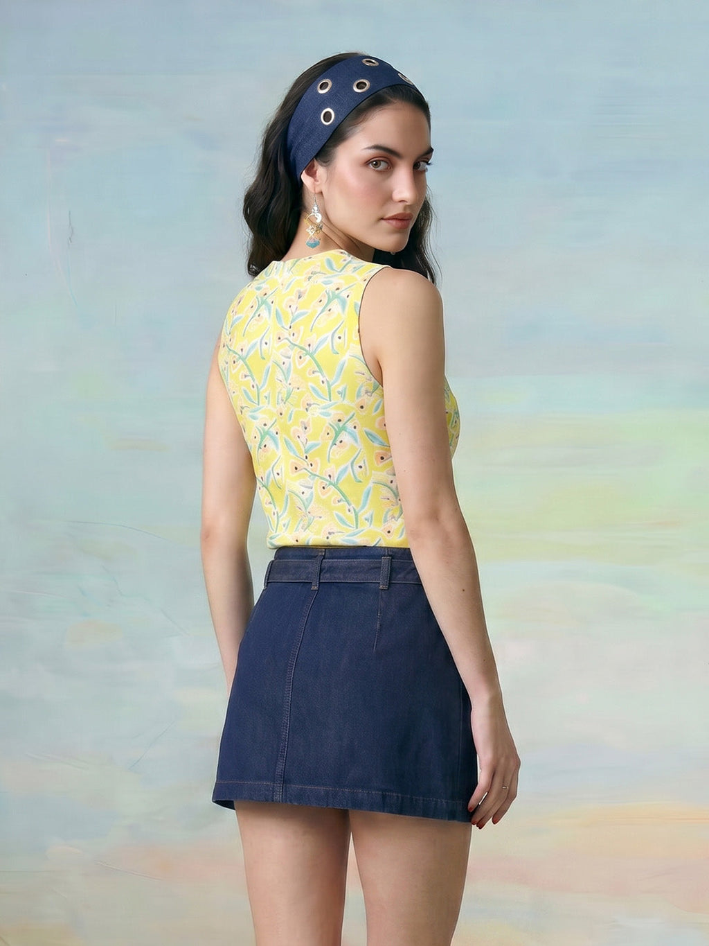 Janasya Yellow Crop Rayon Blend Top | Grocsy
