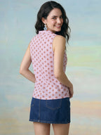 Janasya Lavender Straight Cotton Top | Grocsy