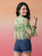 Janasya Multi Crop Chiffon Lurex Top | Grocsy