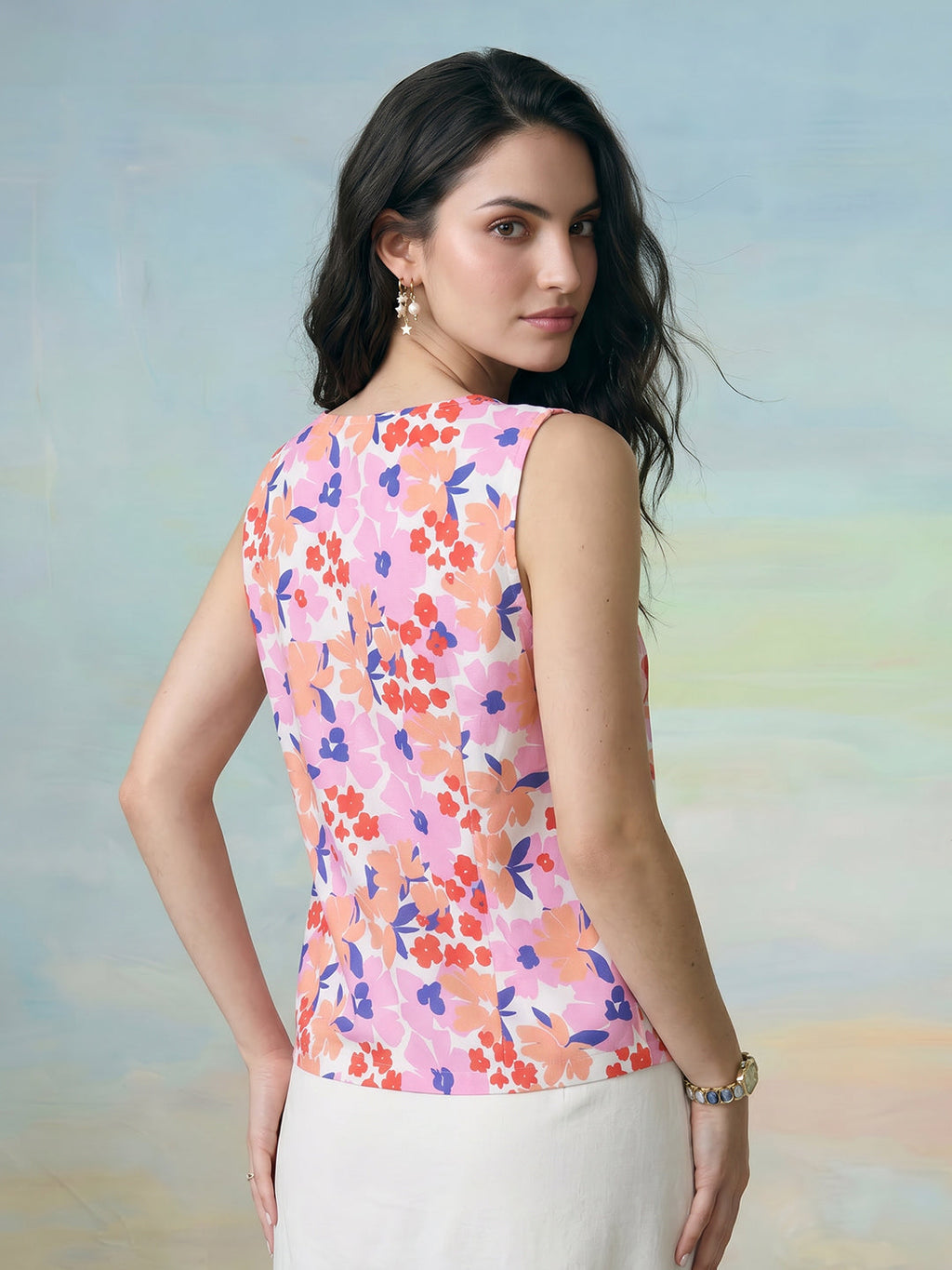 Janasya Multi Waistcoat Rayon Blend Top | Grocsy