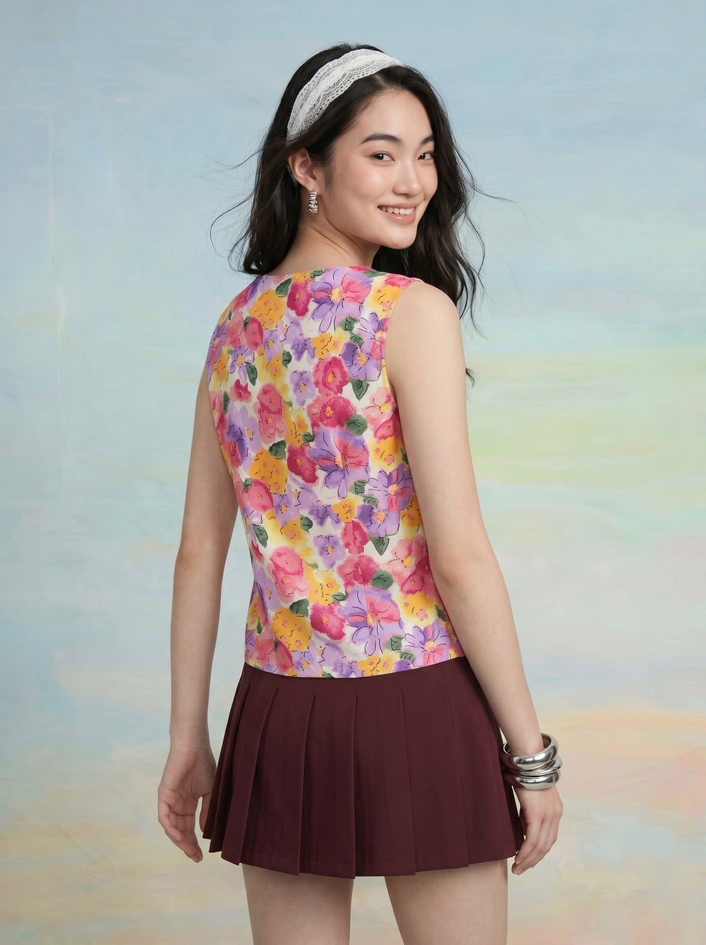 Janasya Multi Waistcoat Rayon Blend Top | Grocsy