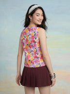 Janasya Multi Waistcoat Rayon Blend Top | Grocsy