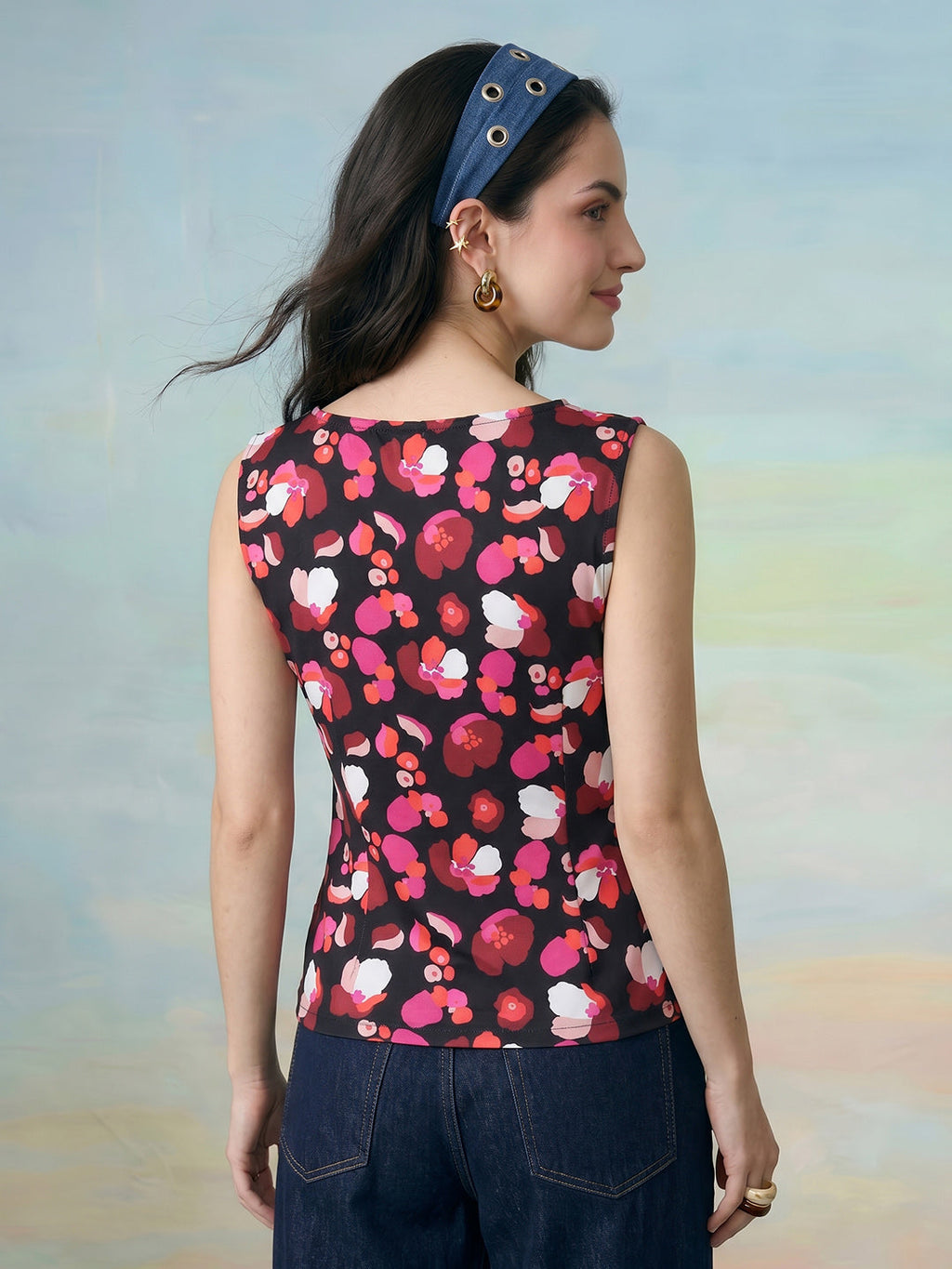 Janasya Black Waistcoat Rayon Blend Top | Grocsy