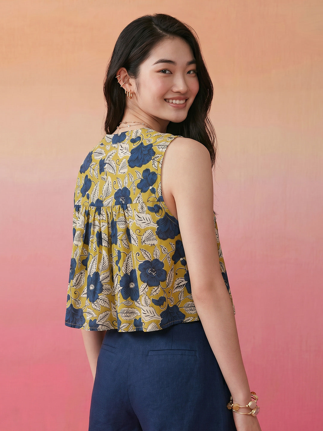 Janasya Lime Green Peplum Cotton Top | Grocsy