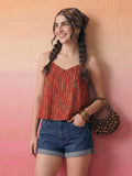Janasya Rust A-Line Cotton Top | Grocsy