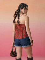 Janasya Rust A-Line Cotton Top | Grocsy