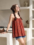 Janasya Rust A-Line Cotton Top | Grocsy