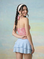Janasya Pink Back Smocking Cotton Top | Grocsy