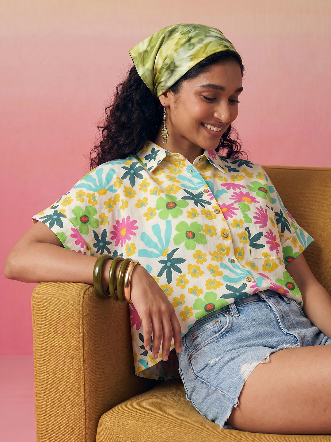 Janasya Multi Shirt Style Cotton Top | Grocsy