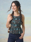 Janasya Bottle Green Peplum Cotton Top | Grocsy
