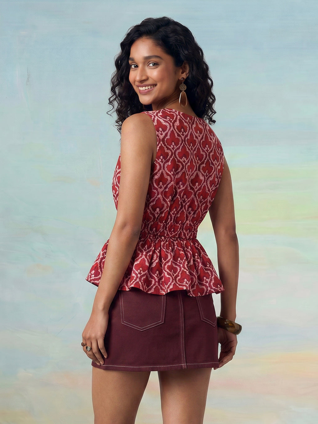 Janasya Multi Peplum Cotton Top | Grocsy