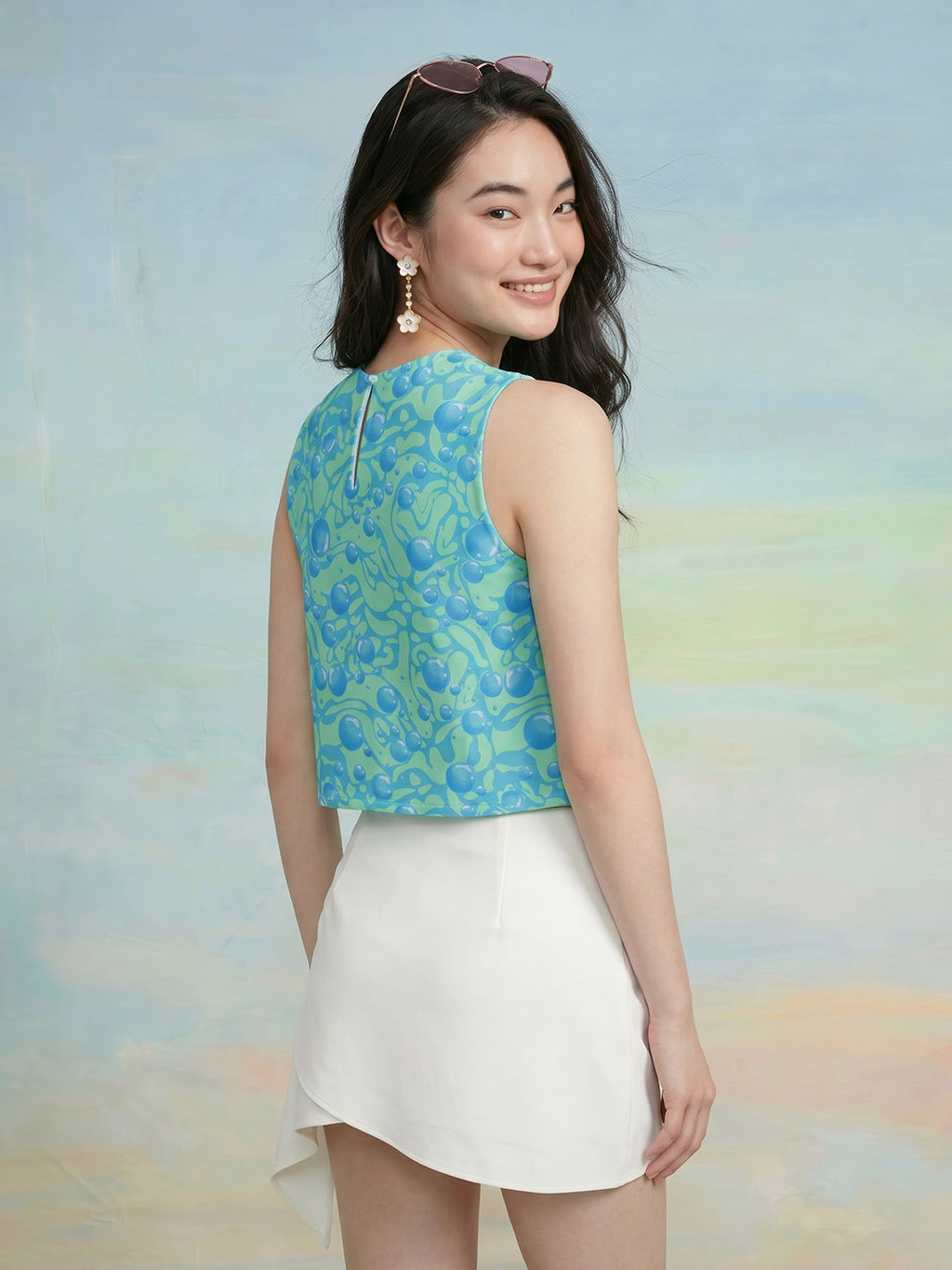 Janasya Green Crop Rayon Blend Top | Grocsy