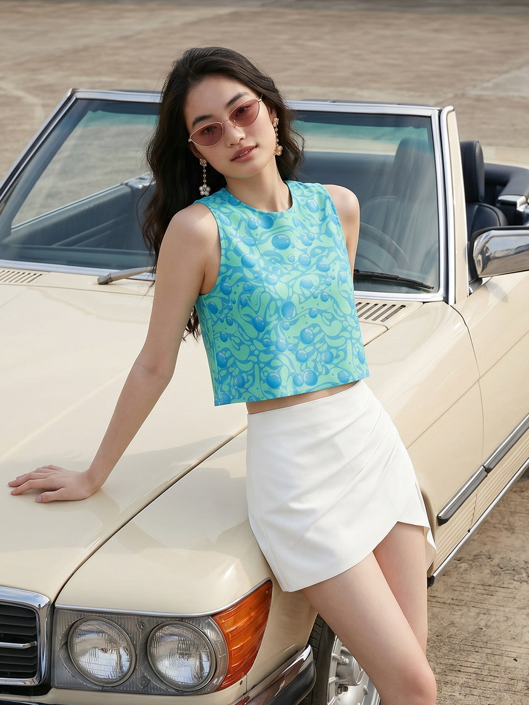 Janasya Green Crop Rayon Blend Top | Grocsy
