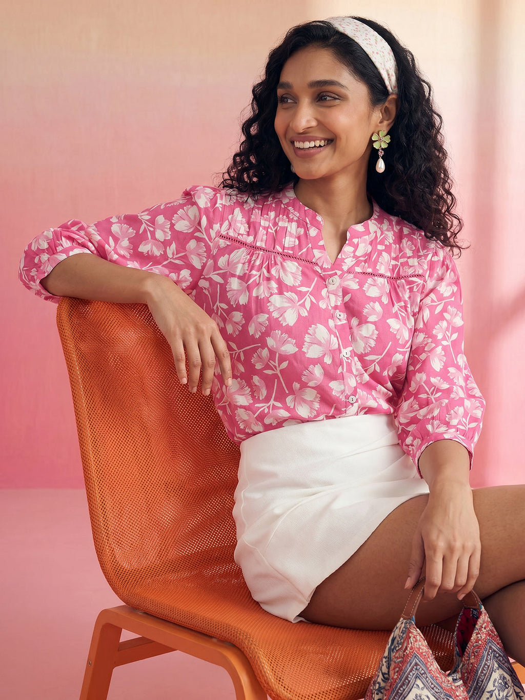 Janasya Pink Shirt Cotton Top | Grocsy