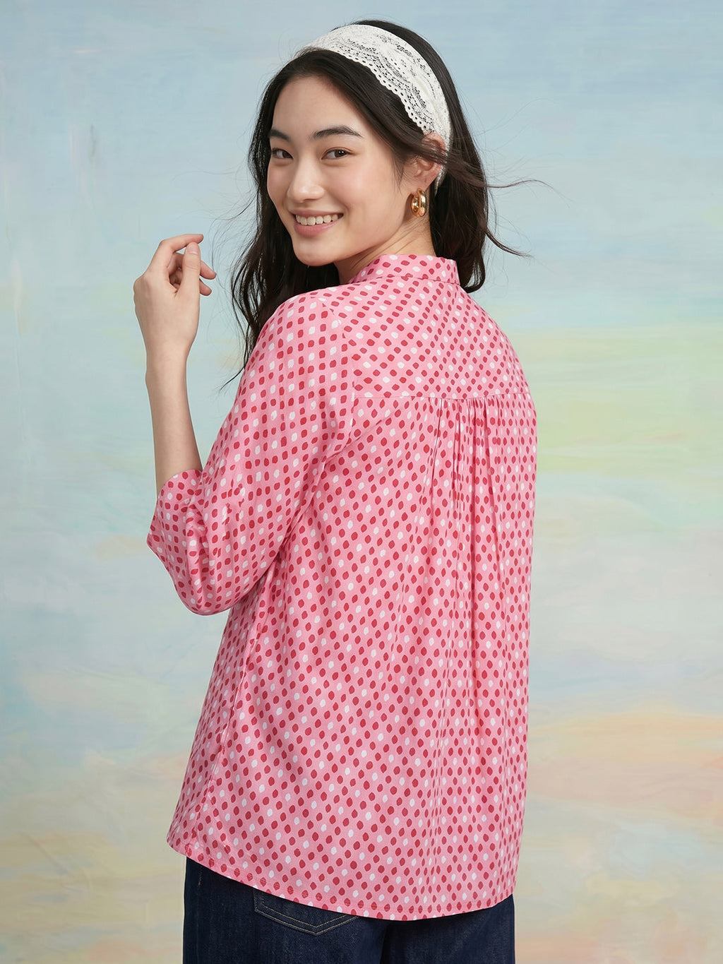 Janasya Pink A-Line Cotton Top | Grocsy