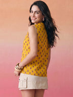Janasya Mustard Straight Cotton Top | Grocsy