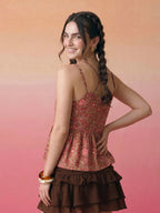Janasya Olive Peplum Cotton Top | Grocsy