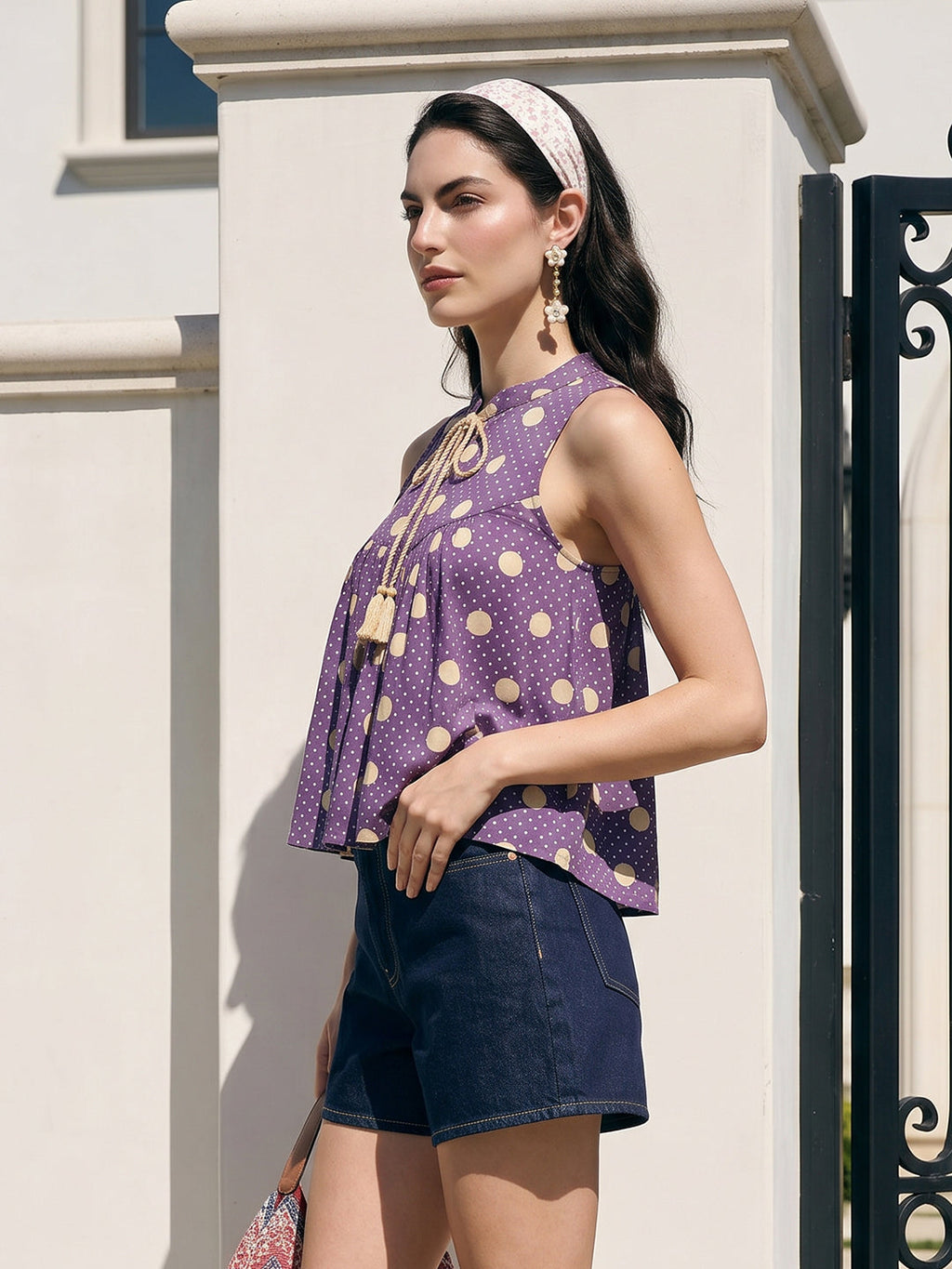 Janasya Lavender Peplum Cotton Top | Grocsy